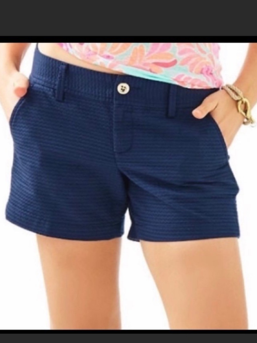 Lilly Pulitzer Navy Textured The Jayne Short size 14